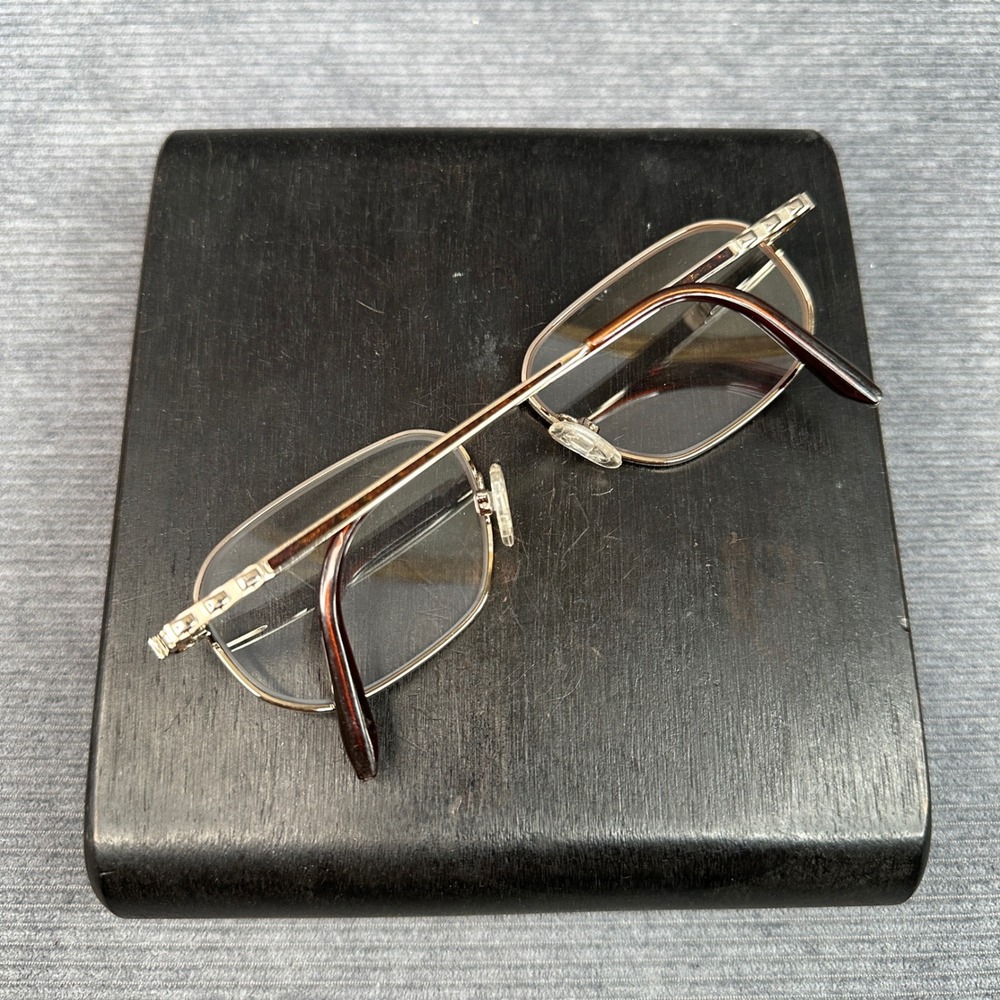 Stetson 230 Zyloware Gold Metal Rectangular Eyeglasses Frames 55-17-145 Y2k - Picture 10 of 15